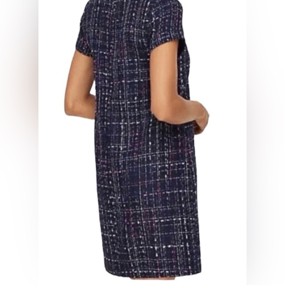 NWT LOFT Navy Tweed Shift Dress with Pink & White Flecks - Picture 2 of 5